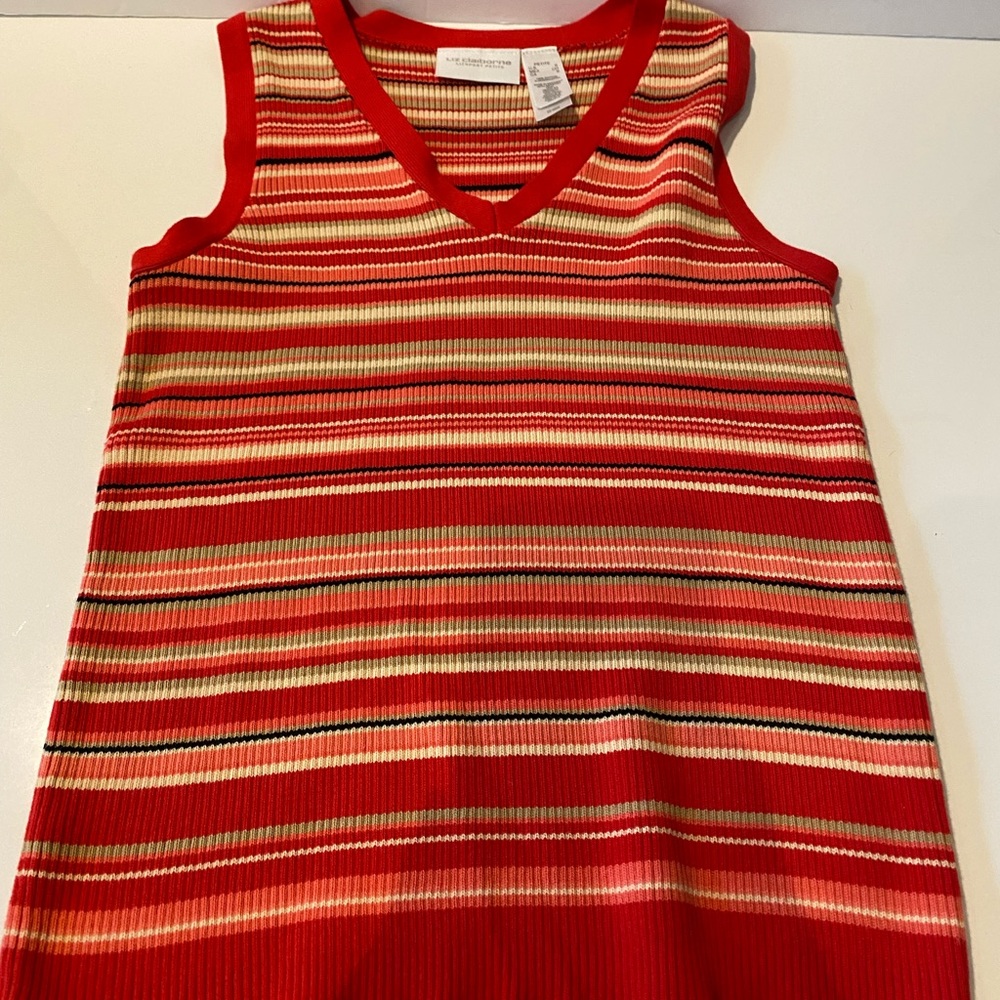 NWOT Liz Claiborne Striped Sweater Tank - Petite Small